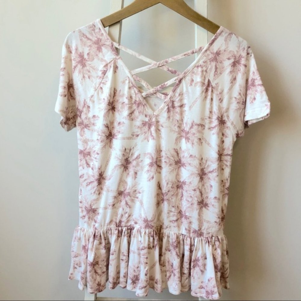 Lucky Brand Criss-Cross Back Peplum Top Blouse - Picture 4 of 8